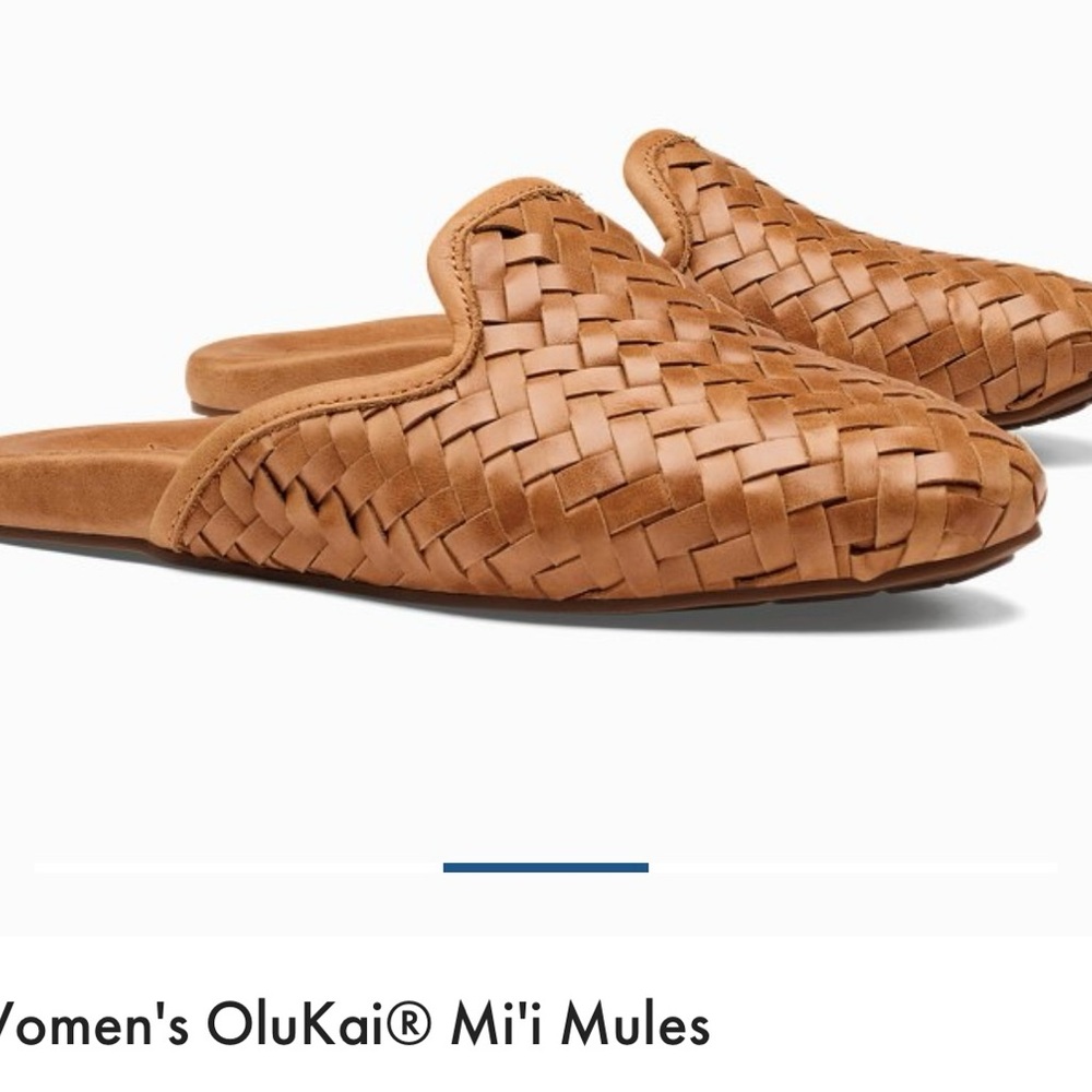 NWOT OluKai Women's Woven Brown Mules